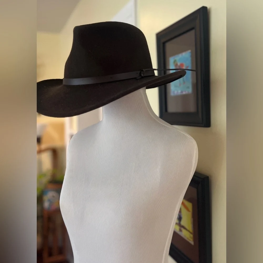 Vintage Woolrich Hat Brown Felted Wool Western Style Leather Hat Strap Fedora - Picture 4 of 8